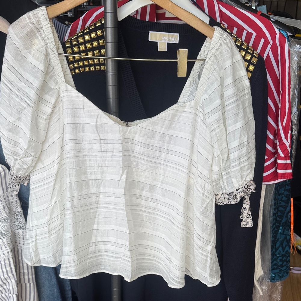 Rebecca Taylor Cream Striped Blouse